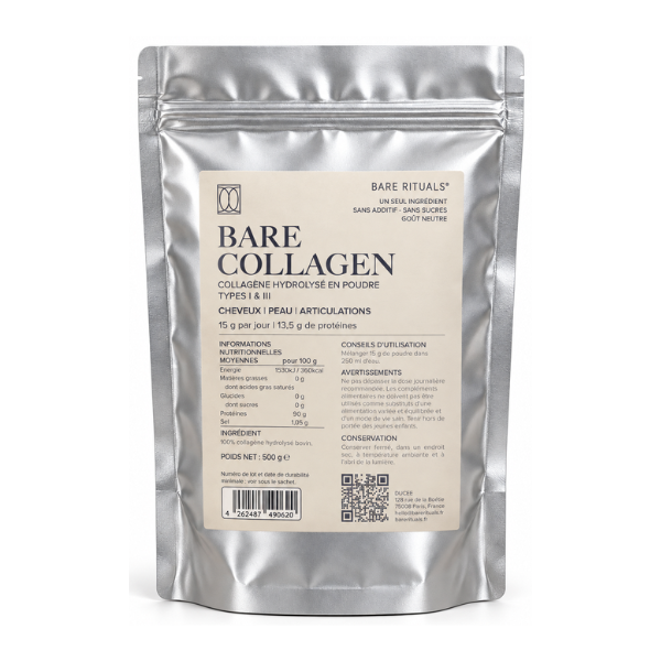 Bare Collagen - Poudre de collagène bovin hydrolysé 500 g